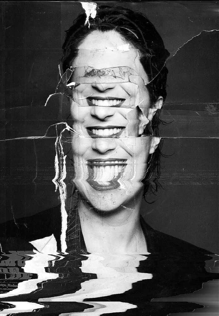 Emotion Black And White Woman Distorted Picture