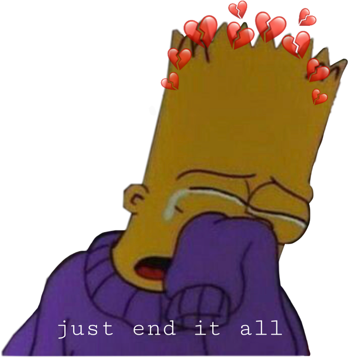 Emotional Bart Simpson Love Hearts PNG
