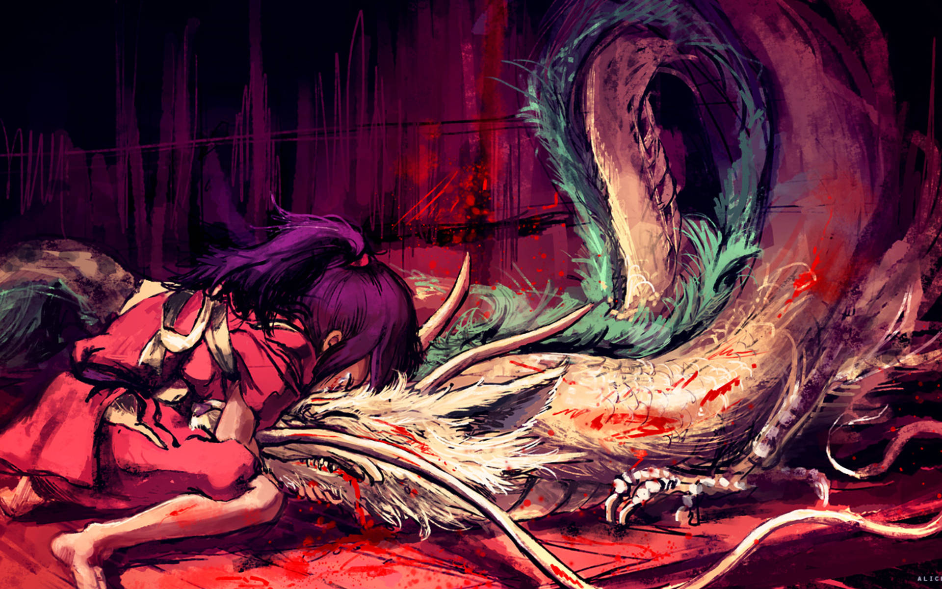 Emotional Chihiro Dragon Spirited Away Desktop Wallpaper