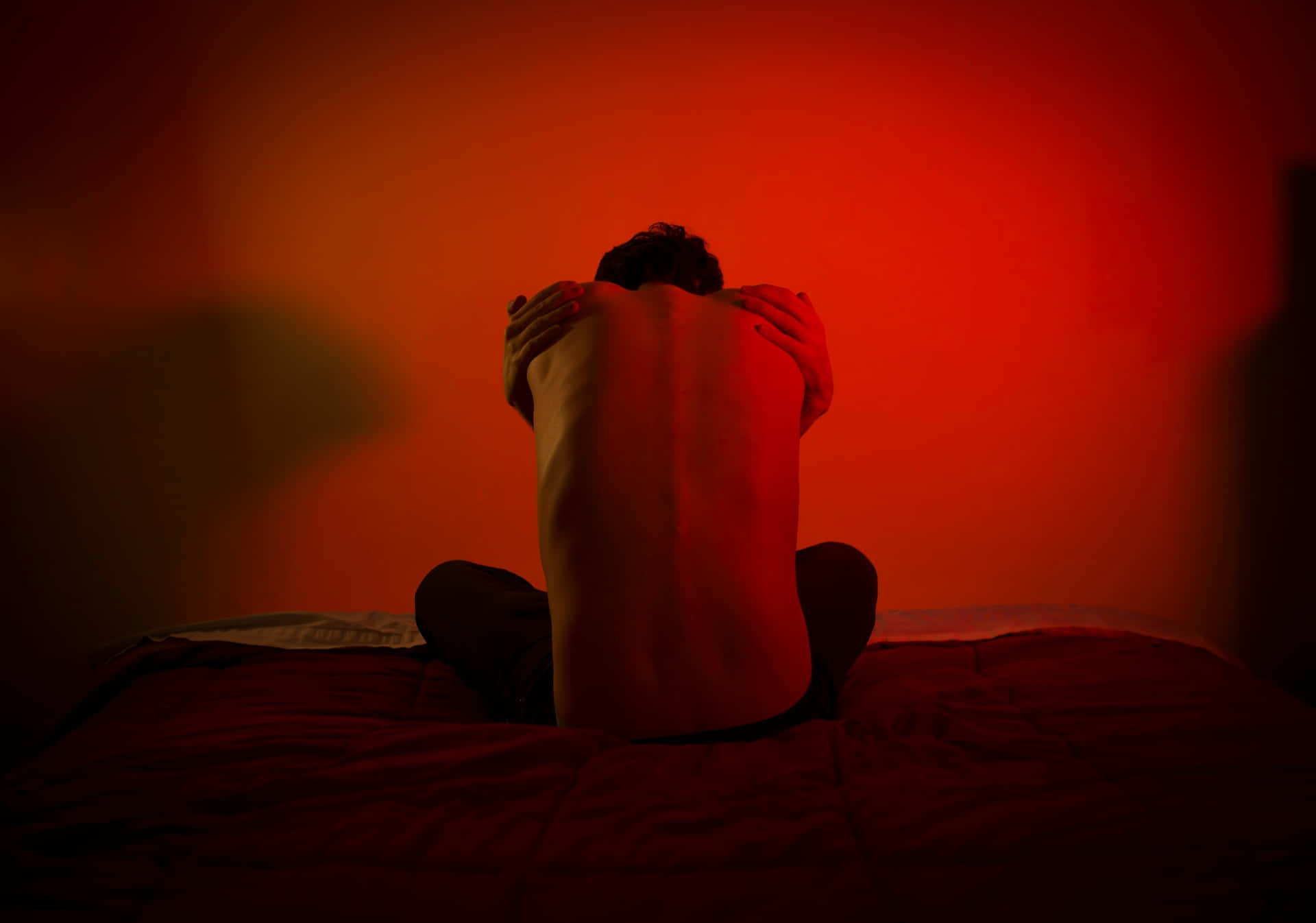 Emotional Distress Red Backdrop Wallpaper