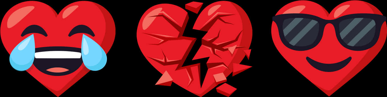 Emotional Hearts Expressive Icons PNG