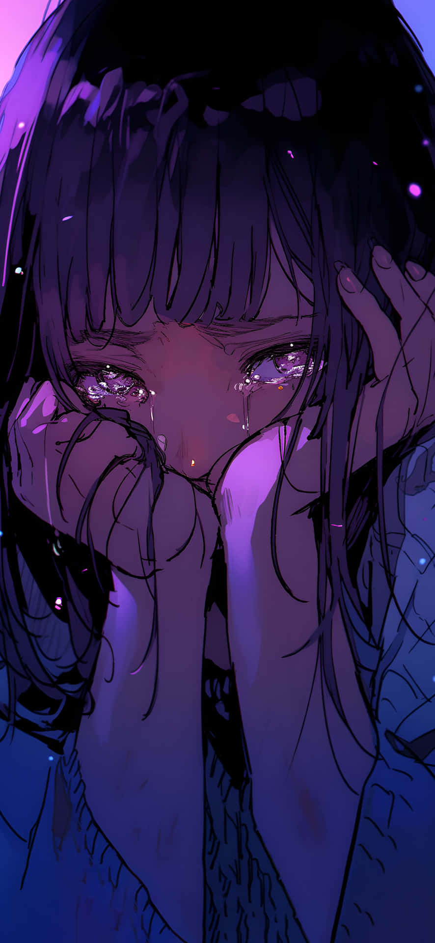 Emotional Purple Anime Girl Wallpaper
