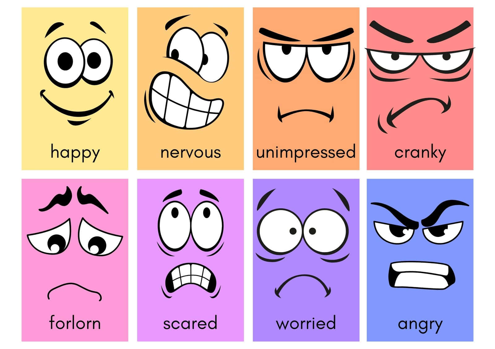 A Set Of Different Faces With Different Emotions
