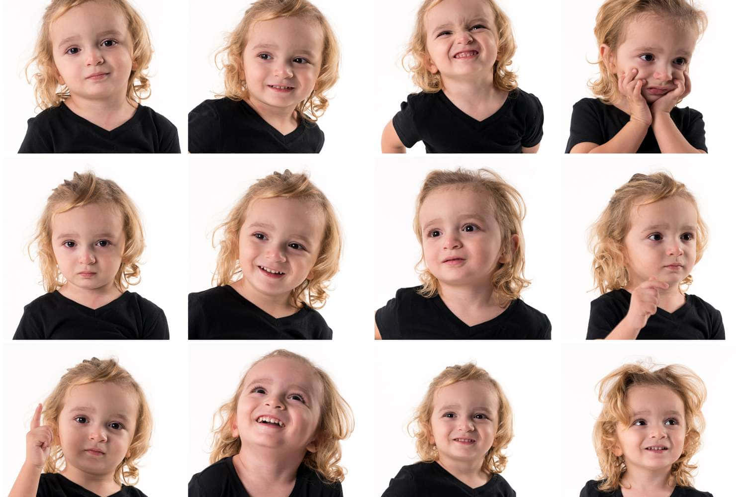A Collage Of Different Faces Of A Little Girl