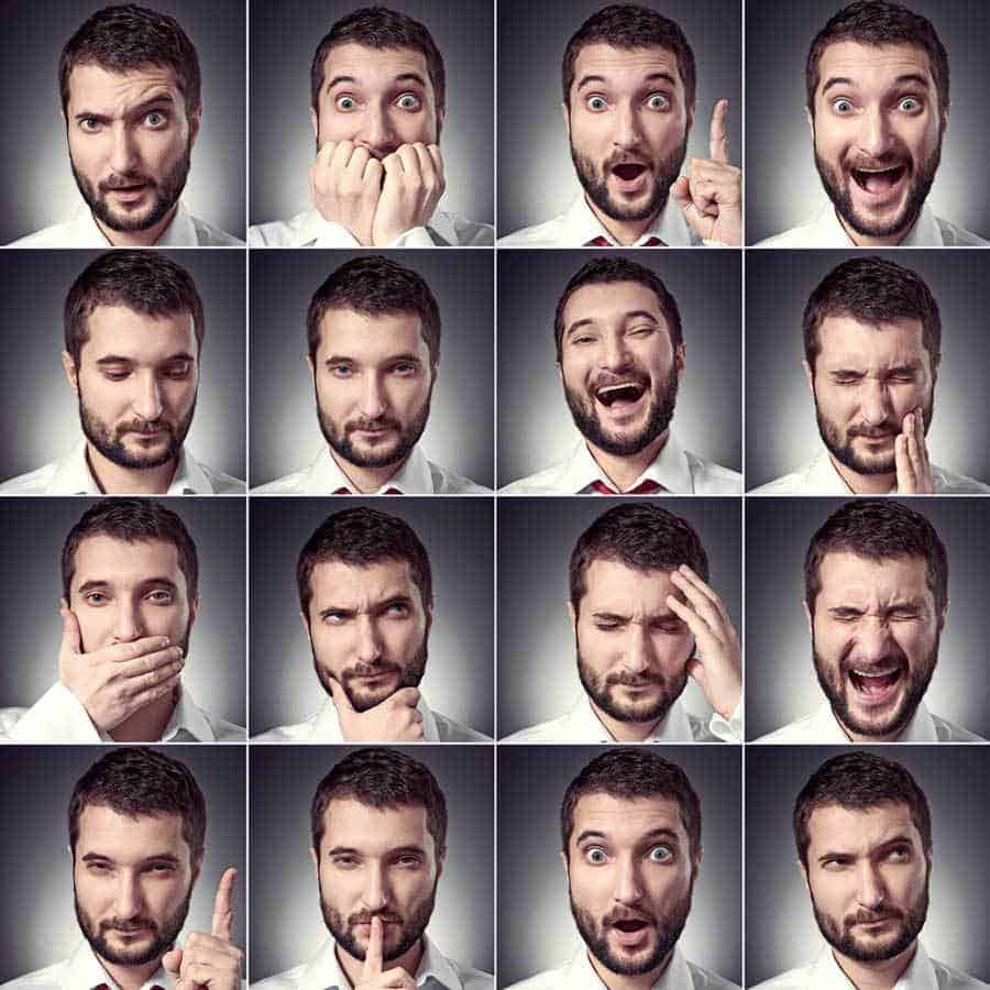 Unhombre Con Diferentes Expresiones Faciales