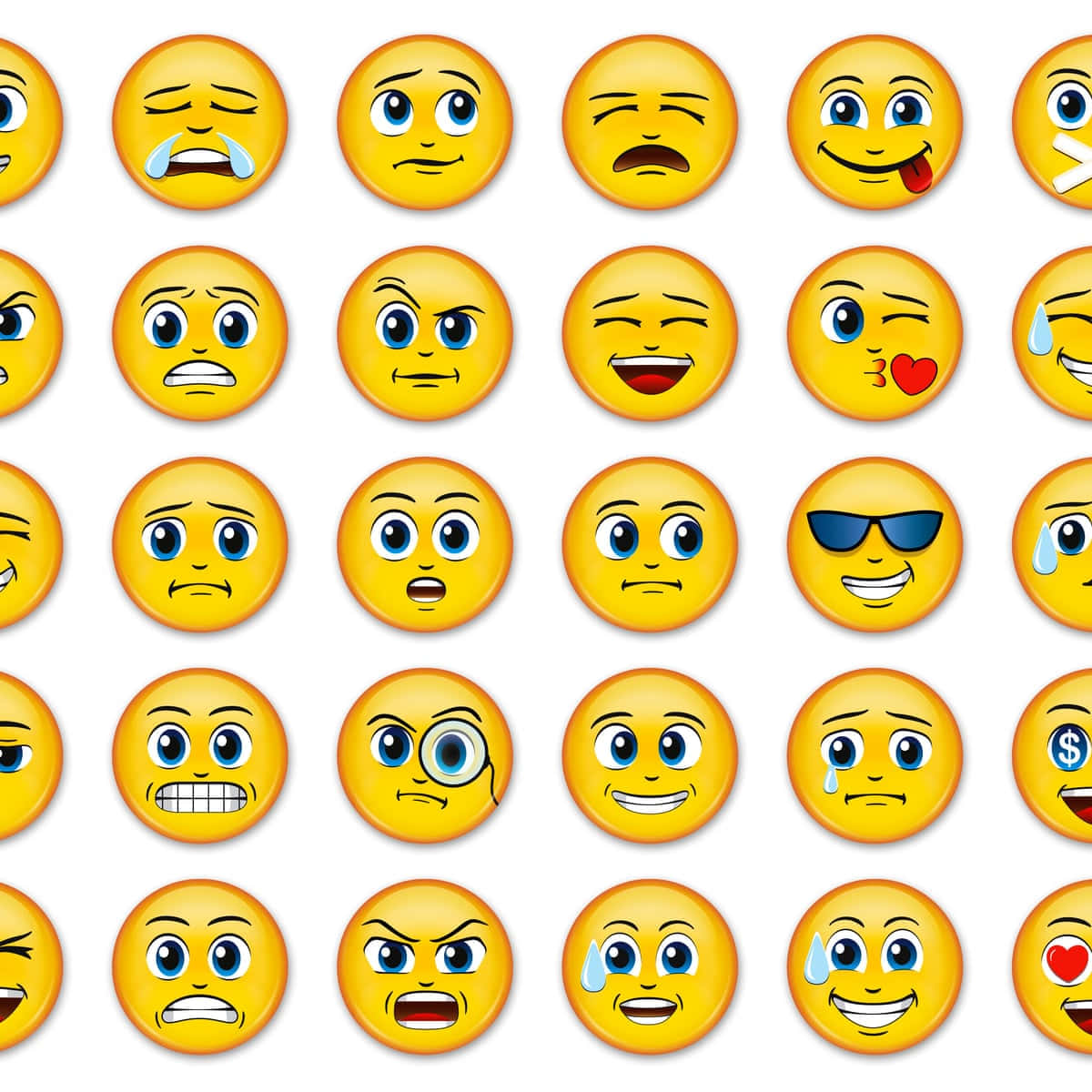 Einesammlung Von Emoticons Mit Verschiedenen Gesichtern