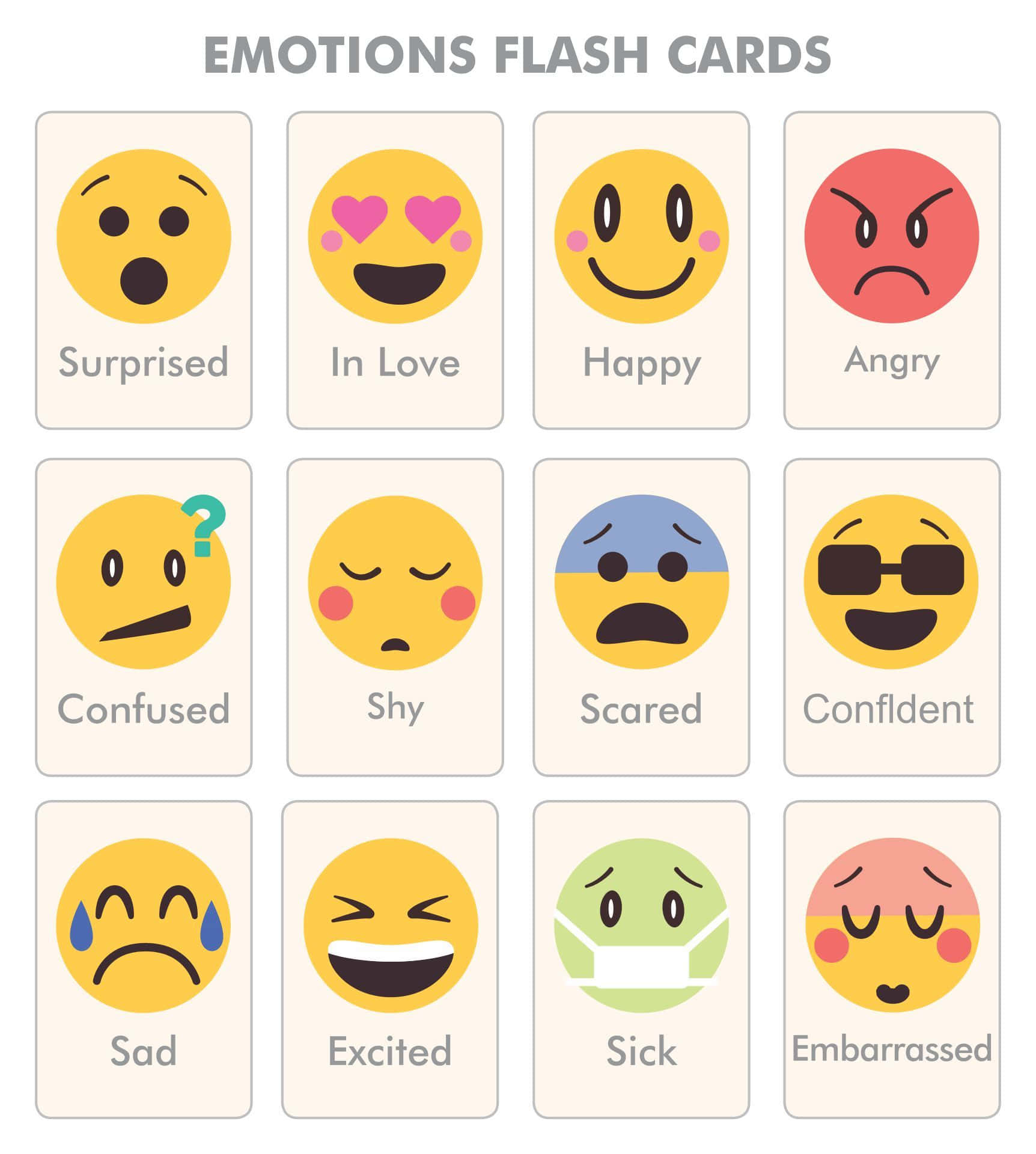 Enuppsättning Blinkande Kort Med Emojis