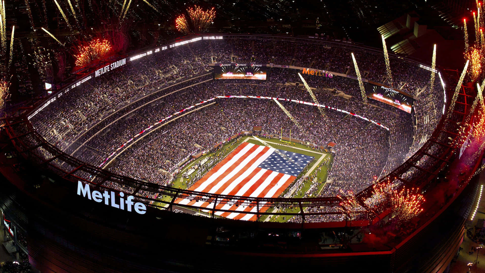 Emozionantescena Dello Stadio Del Super Bowl Con Una Folla Che Ruggisce