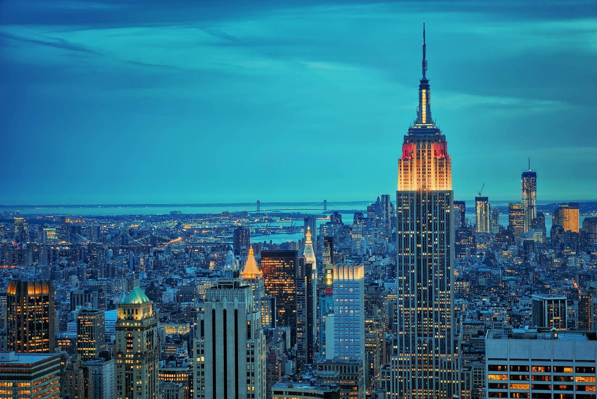 Empire State Building And New York Skyline Wallpaper