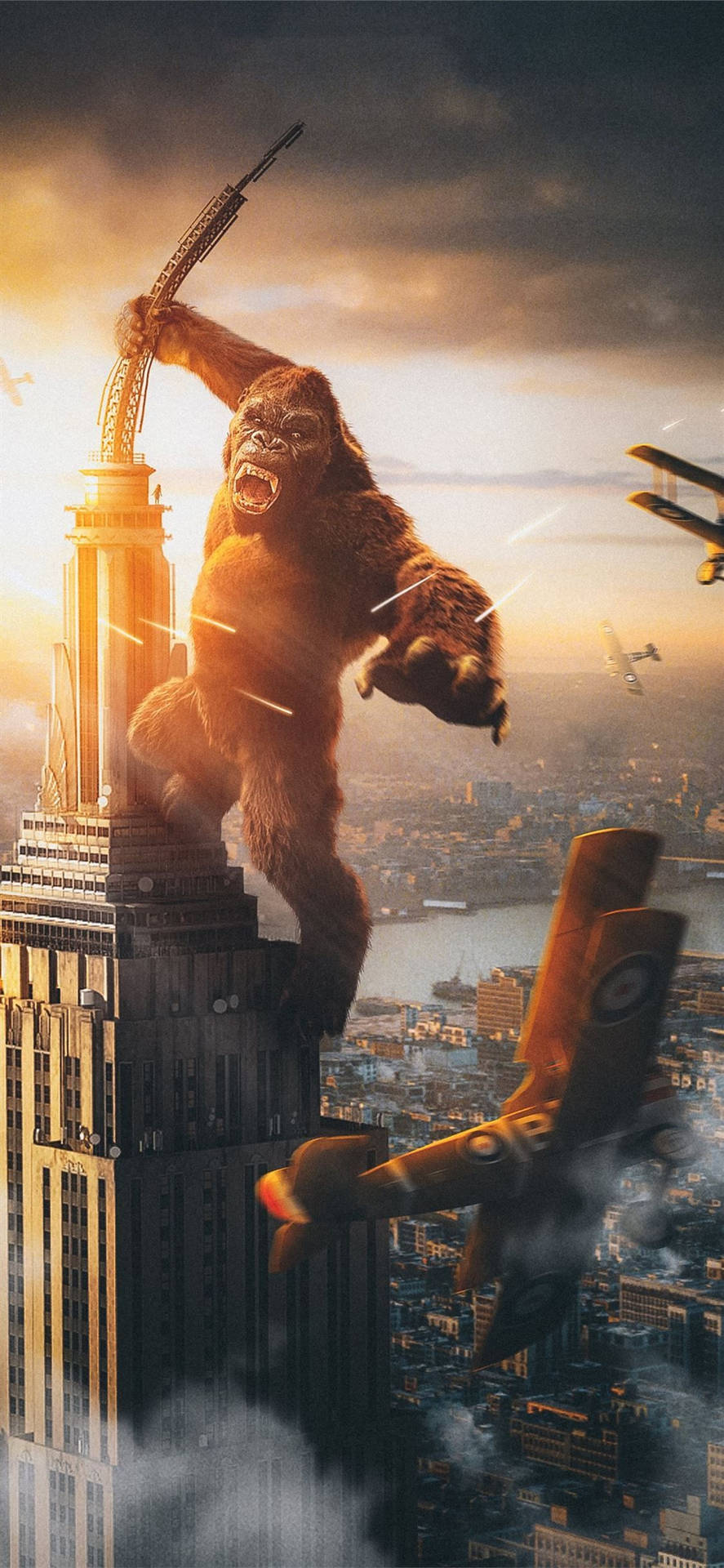 Empire State Building stands resolute as Godzilla and Kong clash in an epic battle Wallpaper