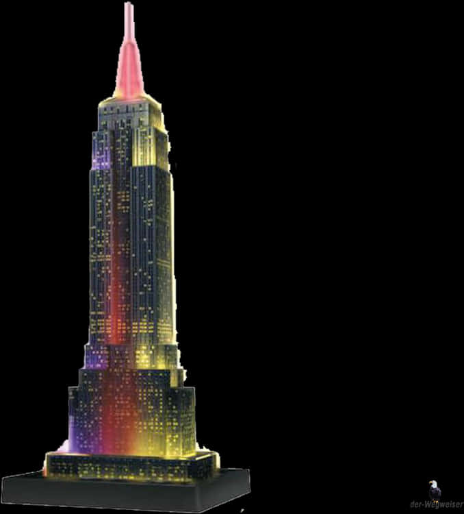 Empire State Building Night Lights Model PNG