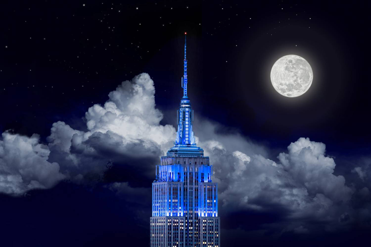 Empire State Building With Full Moon Wallpaper