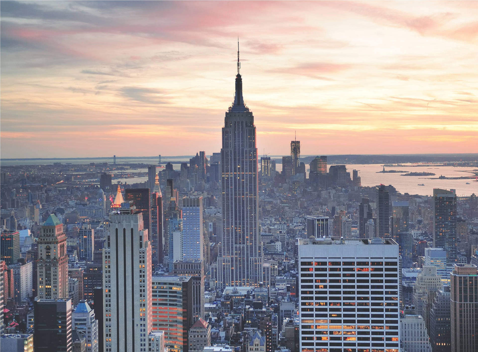 Empire State New York Skyline Sunset Wallpaper