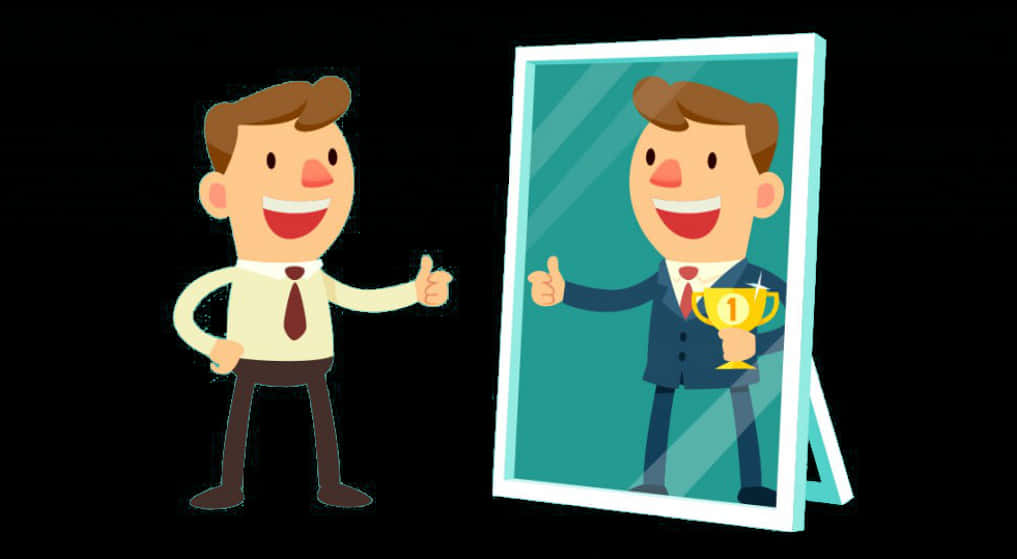 Download Employee Self Reflection Success Cartoon | Wallpapers.com