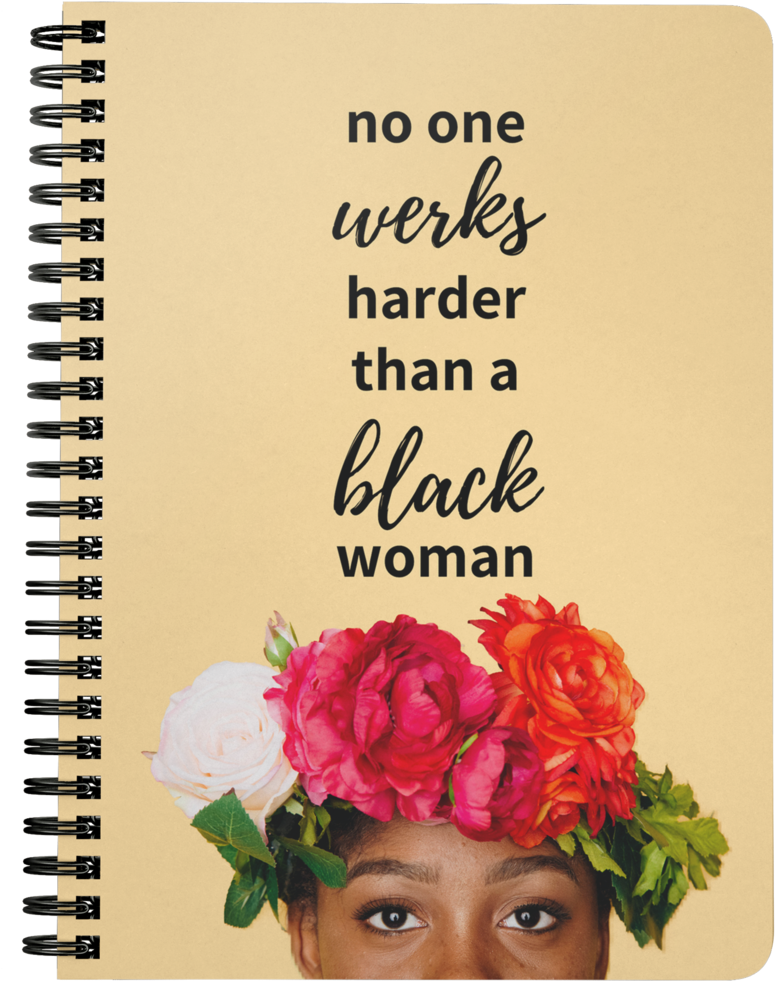 Empowerment Notebook Black Woman Floral Crown PNG