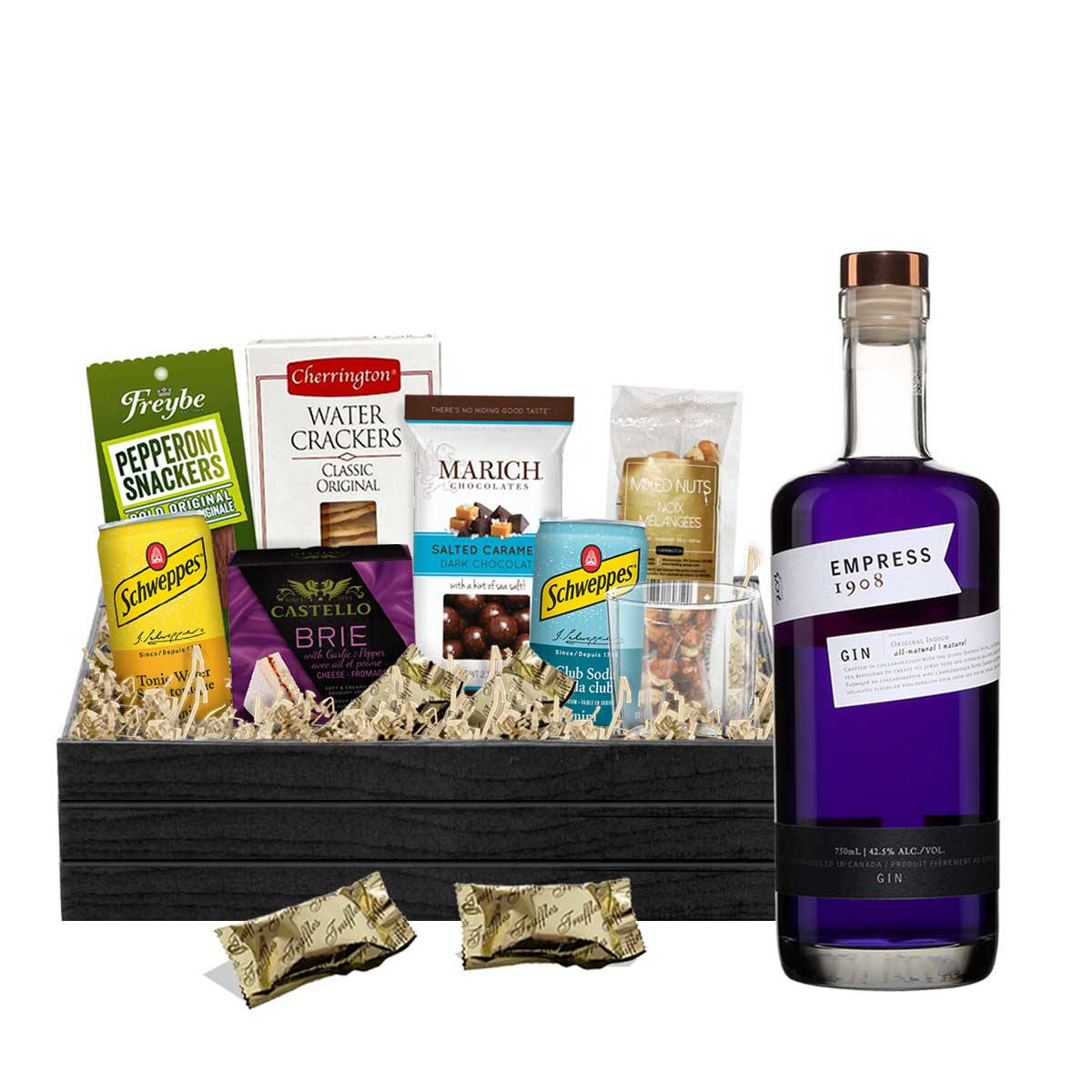 Empress 1908 Gin With Bundle Of Snacks Wallpaper