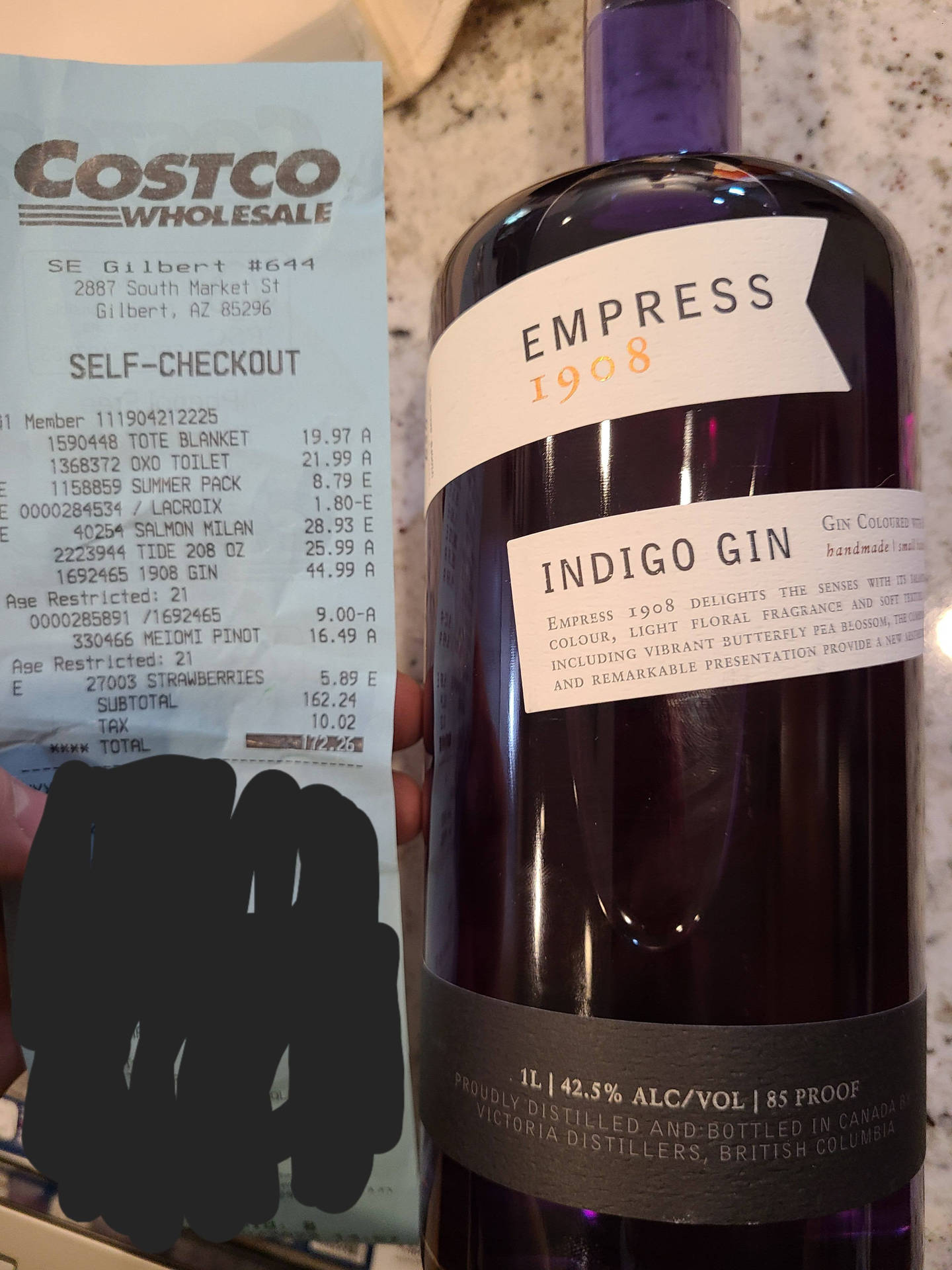 Empress 1908 Gin With Costco Receipt Wallpaper