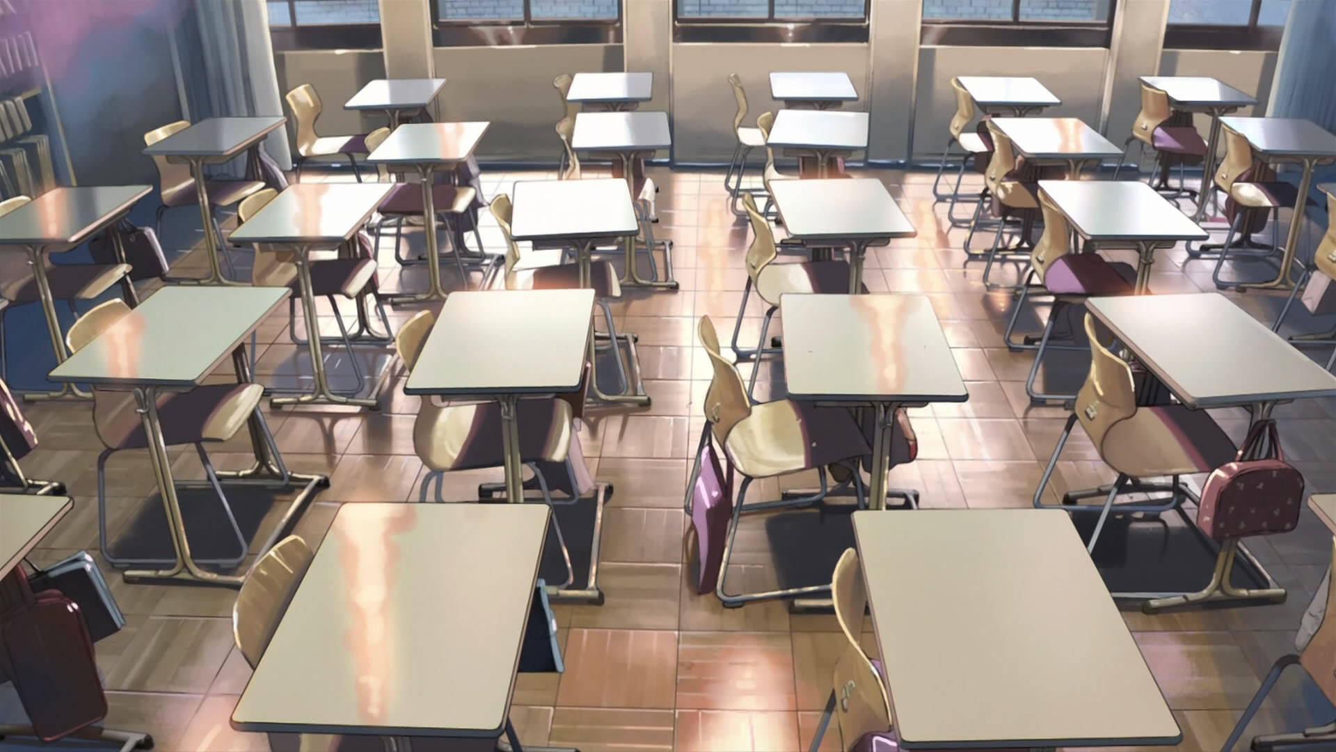 Empty Anime Classroom Background