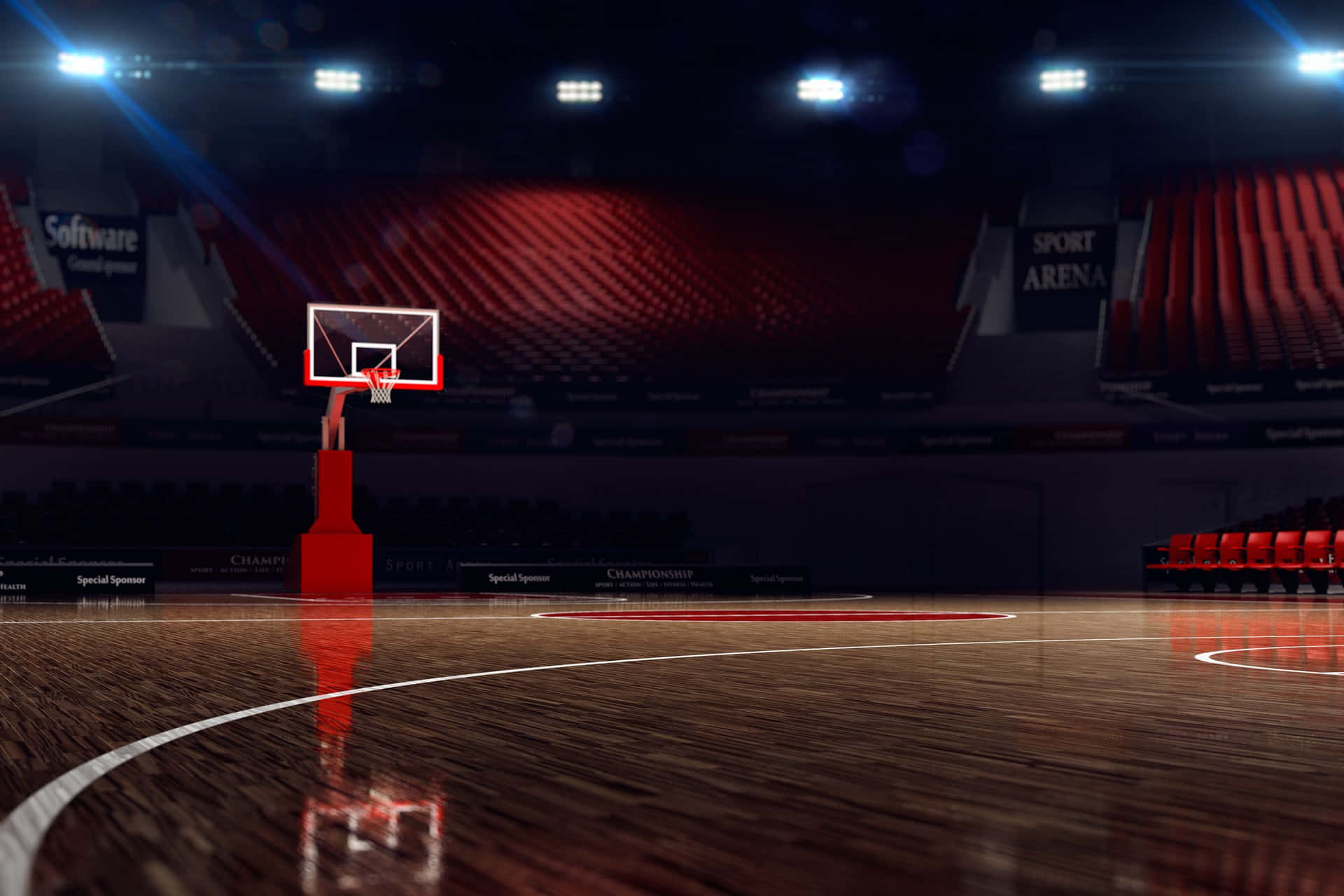 Empty Basketball Court Arena Night