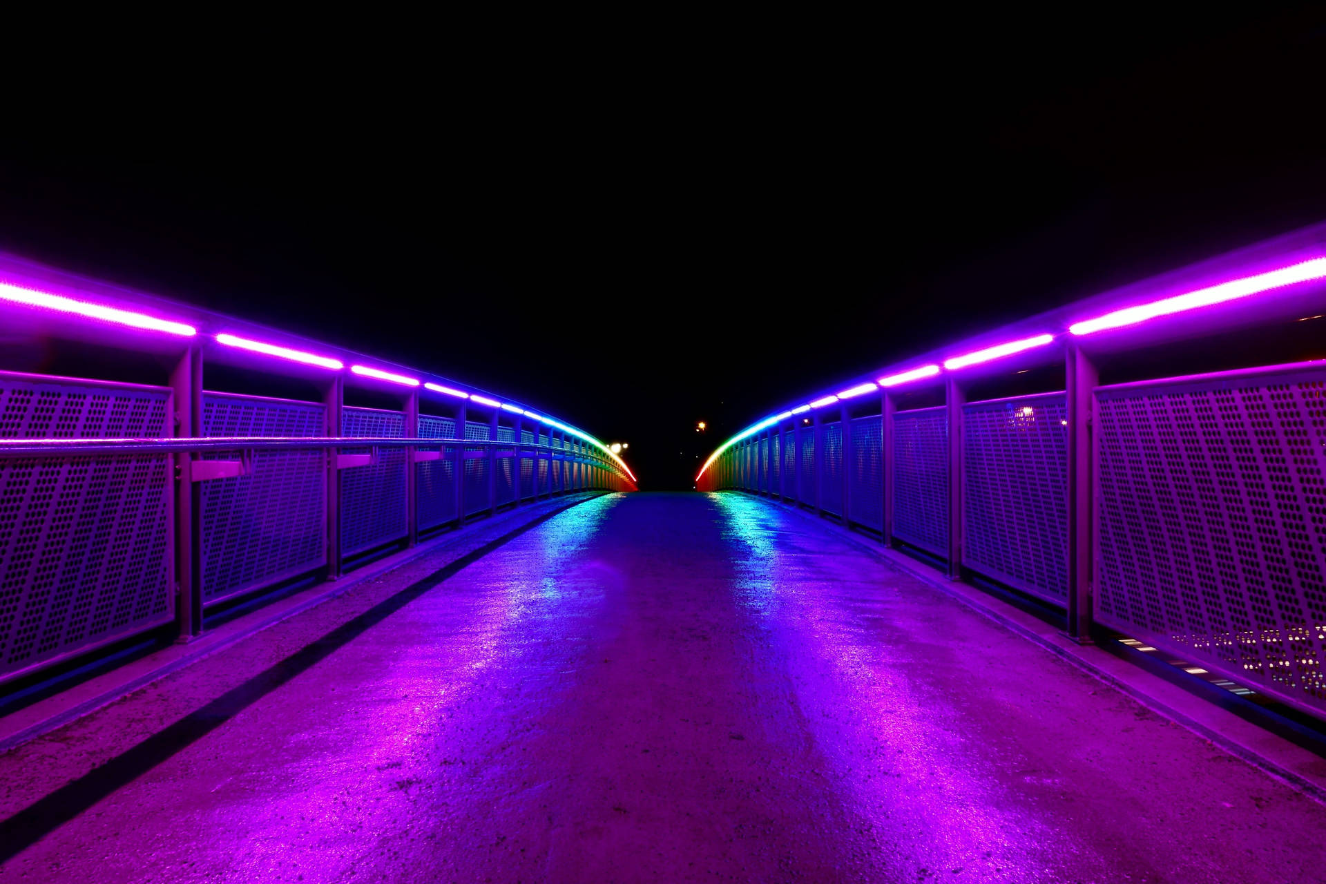 Empty Bridge Aesthetic Purple Neon Computer Wallpaper