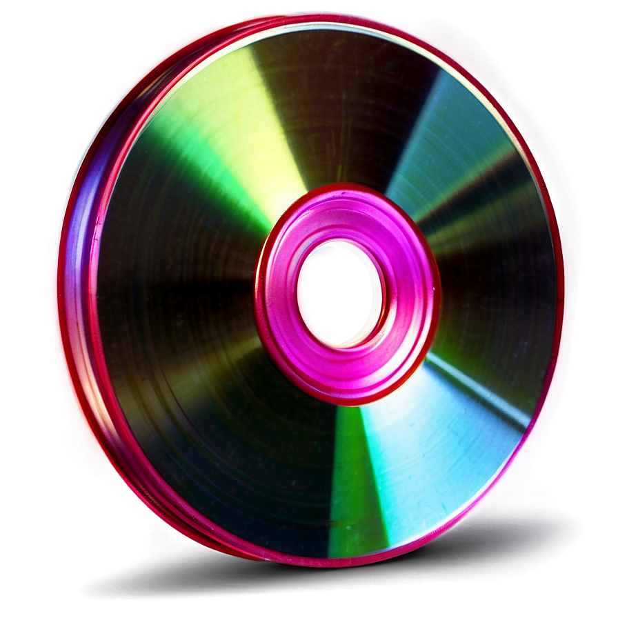 Empty CD Package PNG 81 PNG — A close-up of a spinning CD reflecting vibrant rainbow hues against a dark background.