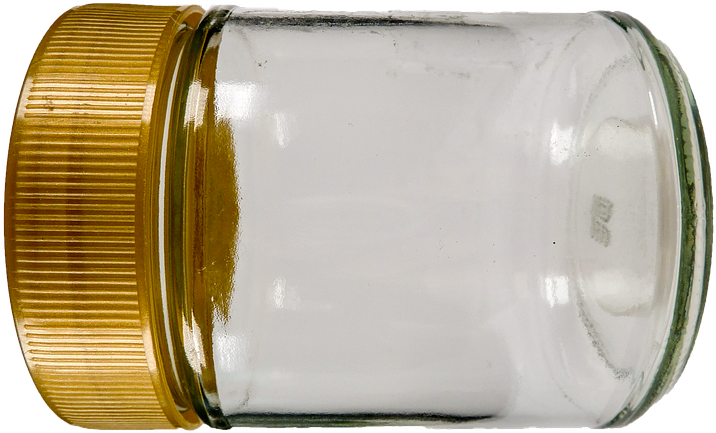 Empty Glass Jarwith Gold Lid PNG