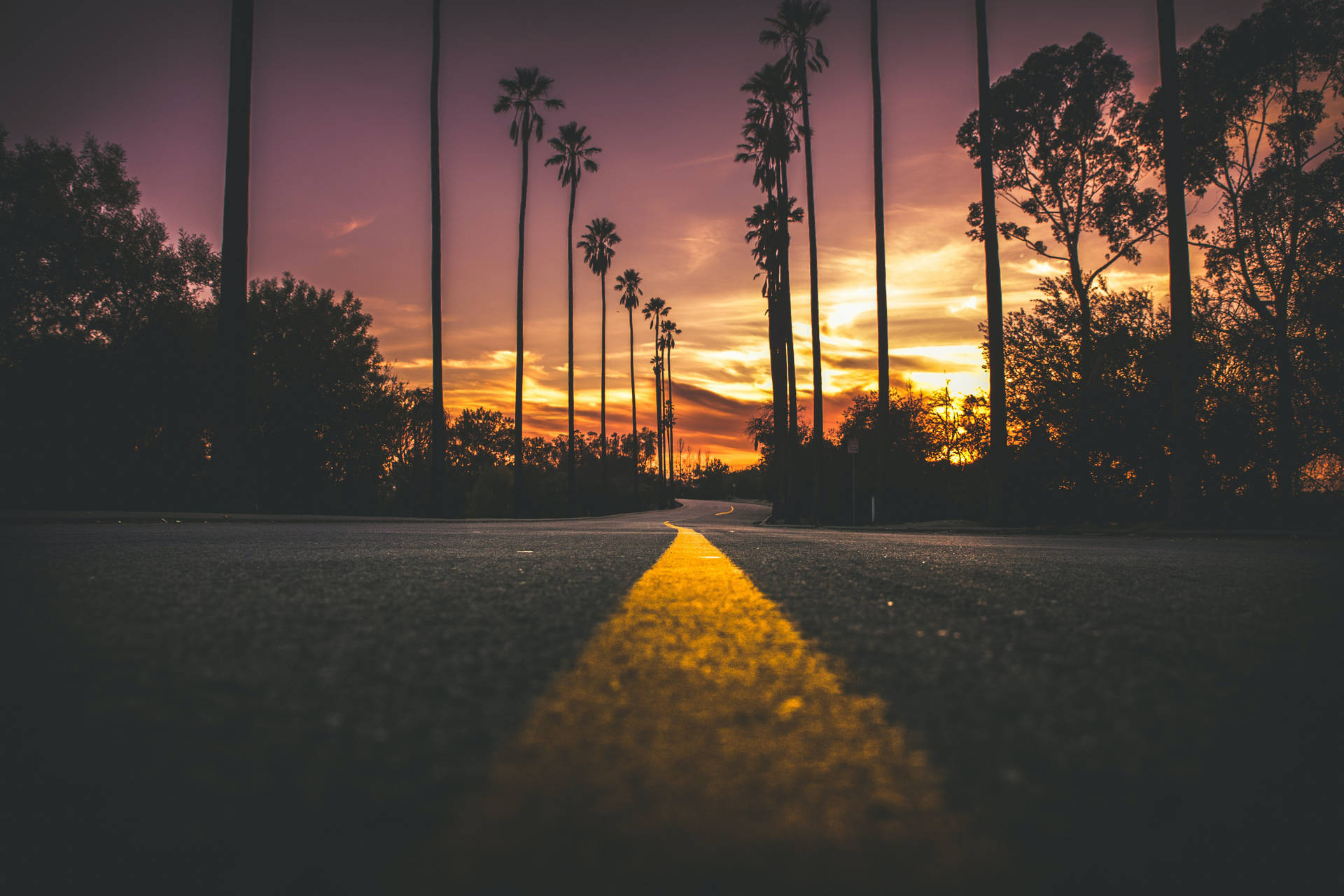 Empty Road Sunset Desktop Wallpaper