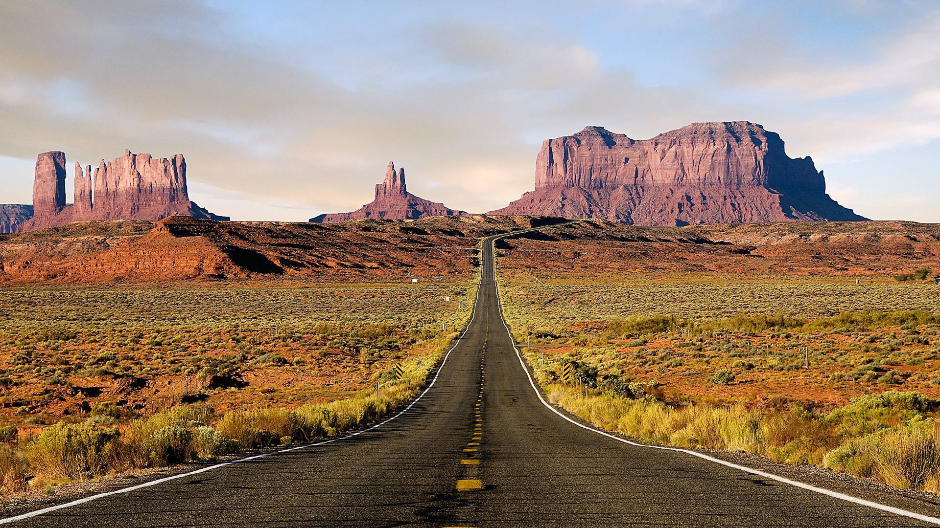 Empty Road To Monument Valley Wallpaper