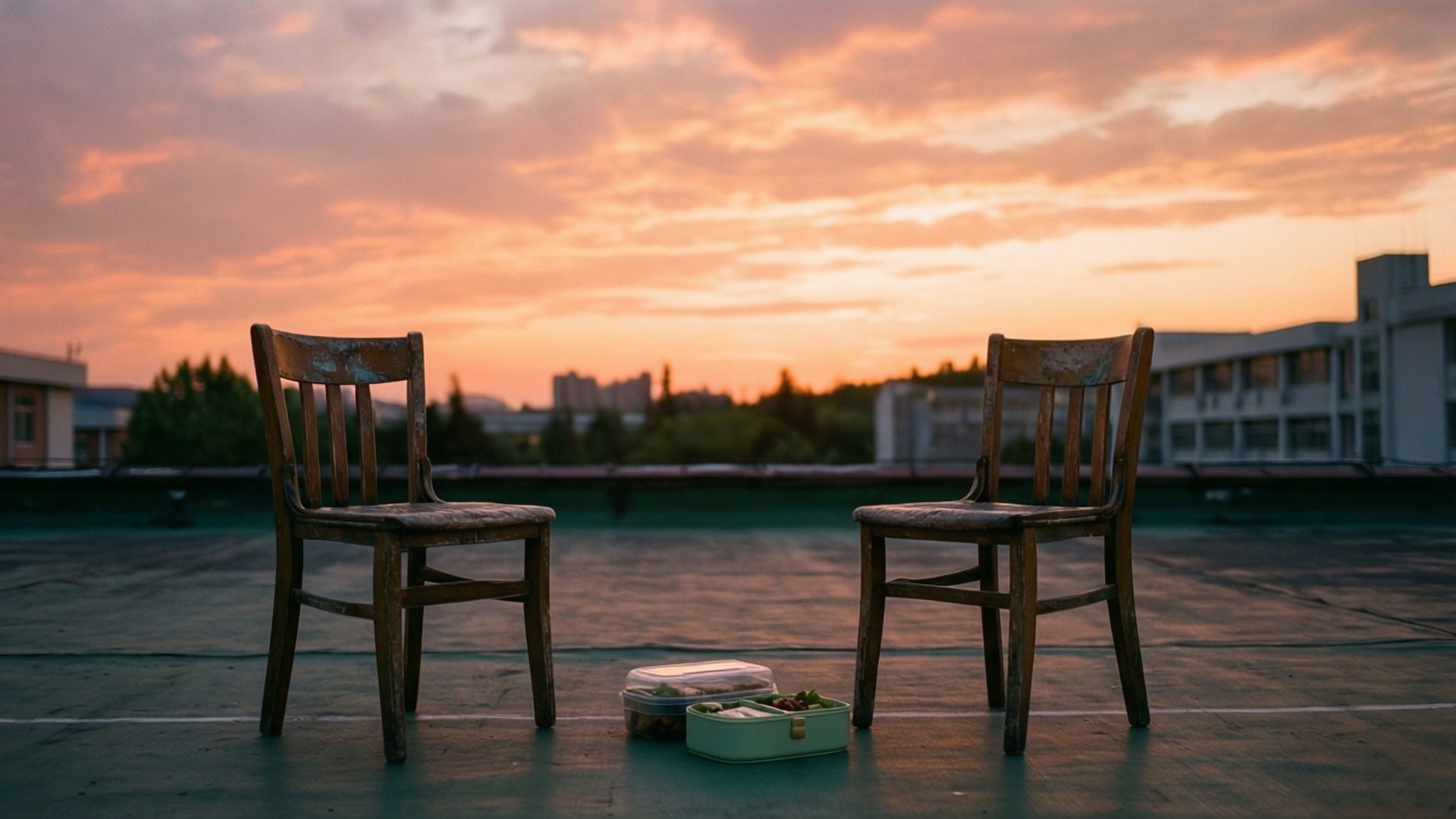 Tom tagterrasse ved solnedgang Wallpapers