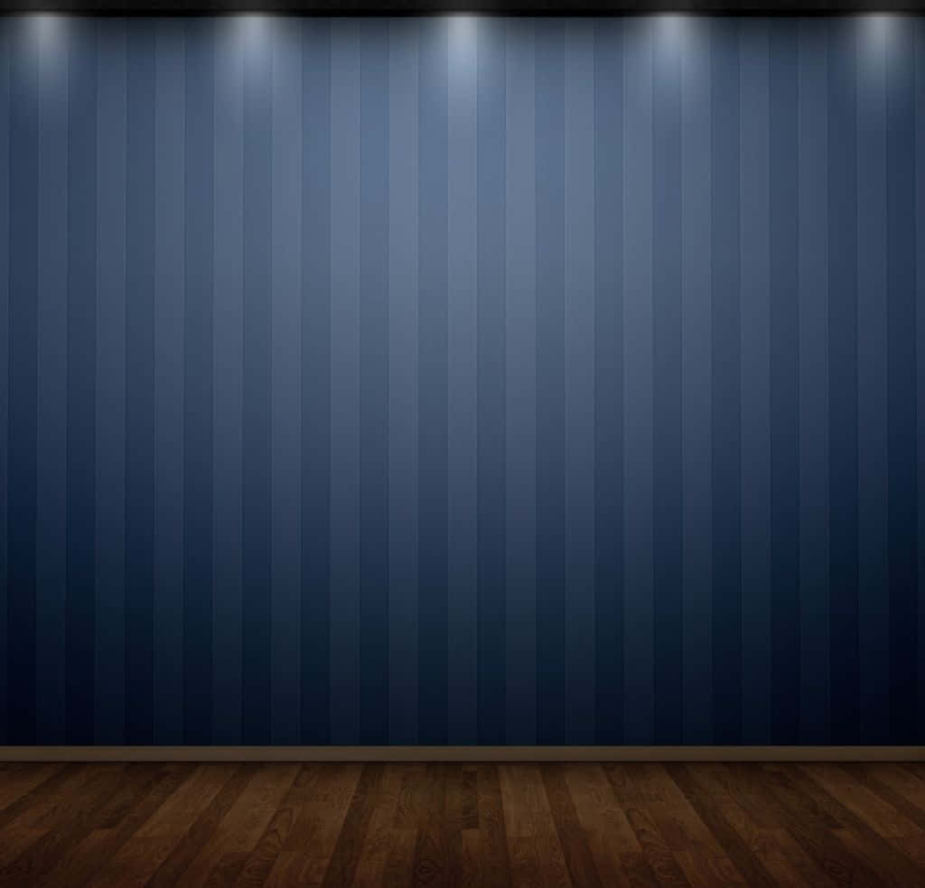 Blue Wall With Lights And Wooden Floor
