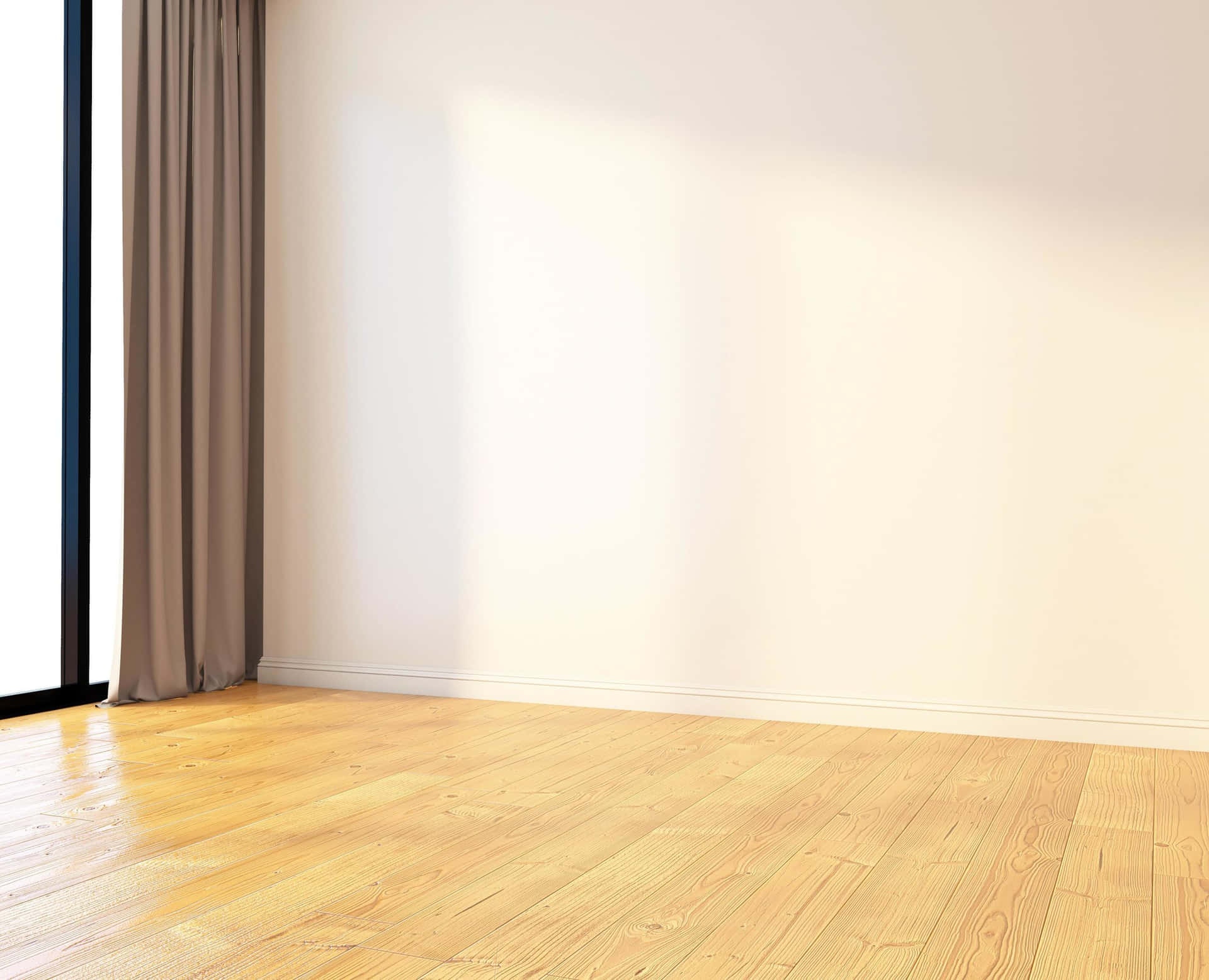 Empty Room With Long Curtain Wallpaper