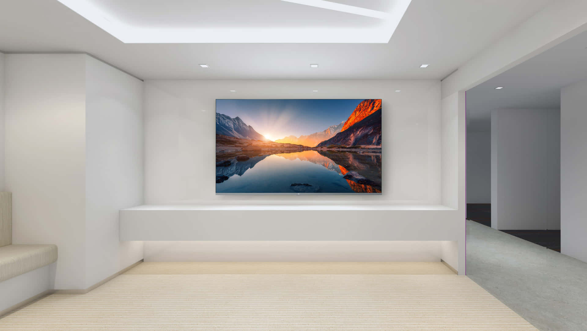 Empty Room With River Painting Wallpaper