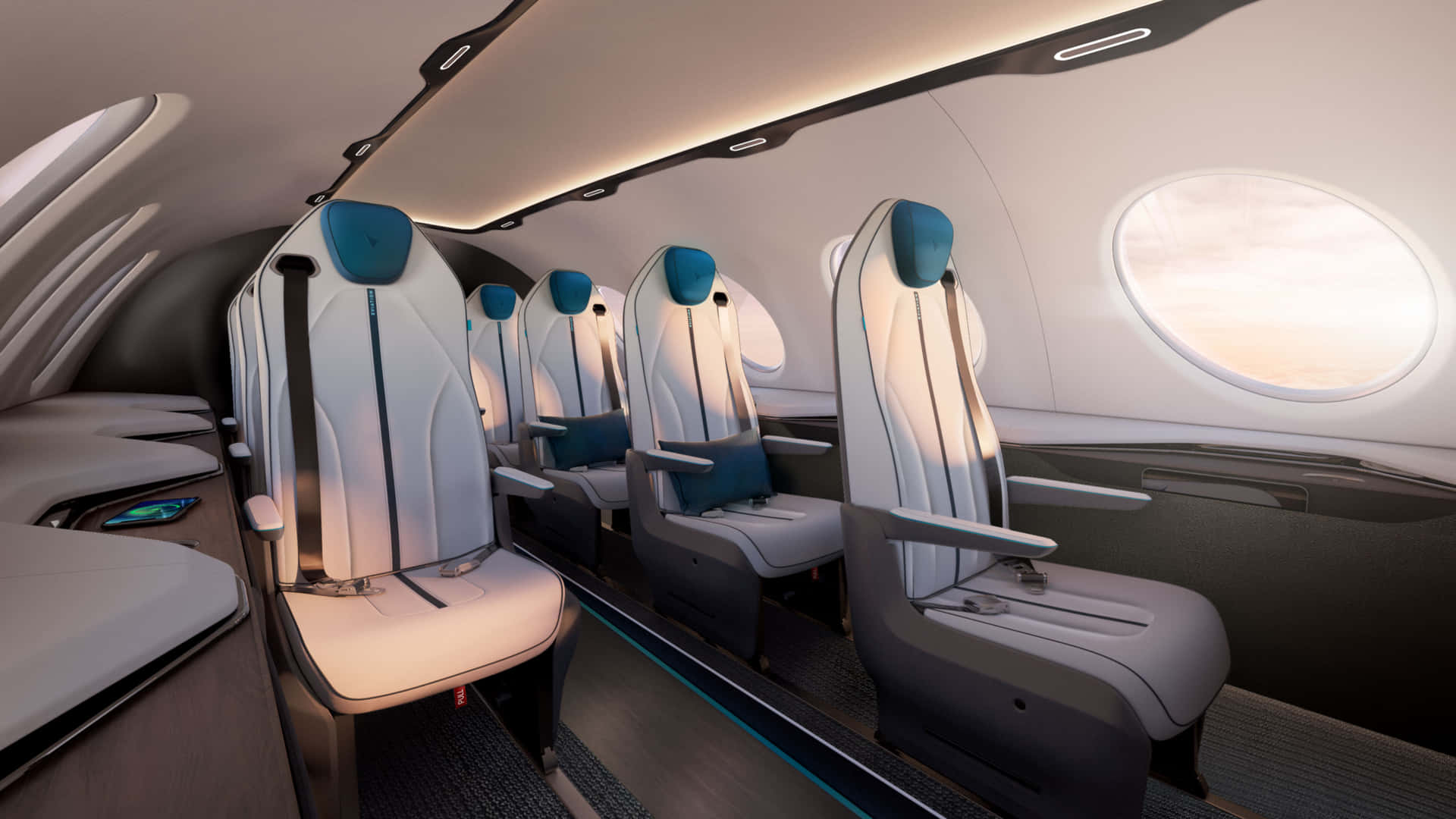 An Inside Look at the Eviation Alice Aircraft Model's Empty Seats. Wallpaper