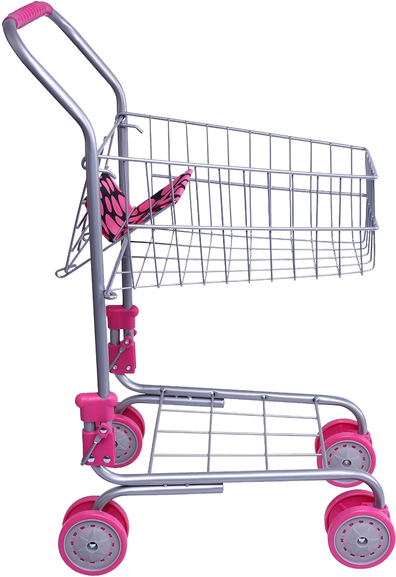 Empty Shopping Cartwith Pink Accents PNG