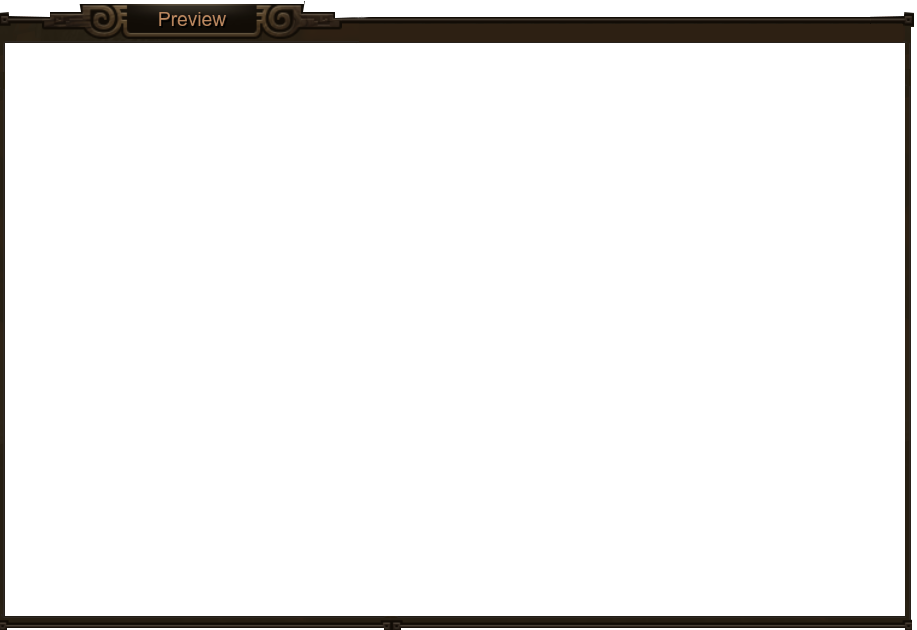 Empty Software Interface Frame PNG — A dark brown ornate frame labeled preview surrounds a solid black screen.