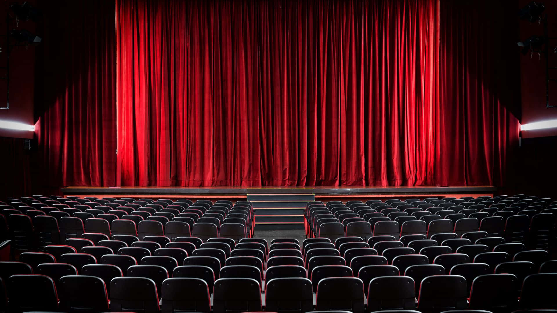 Empty Theater Red Curtains Seats Wallpaper