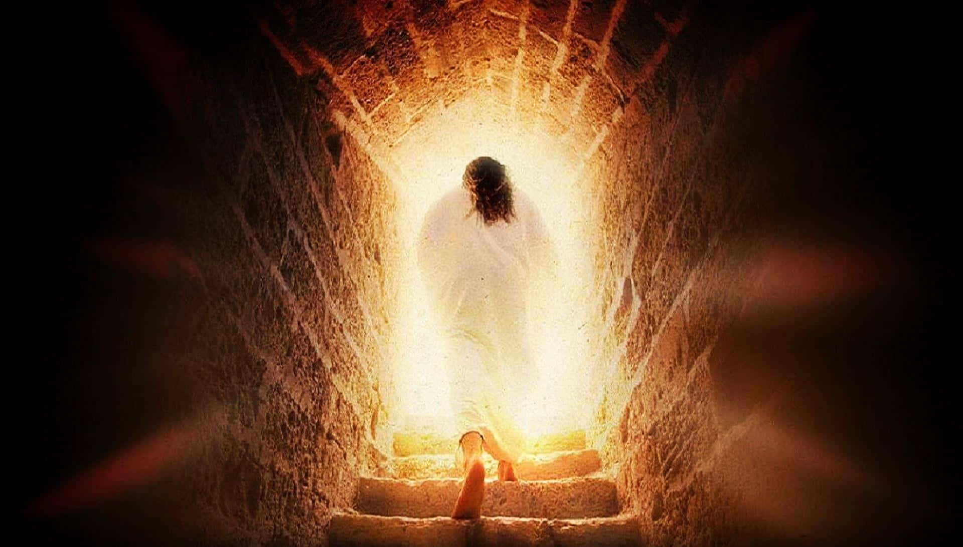Jesus Exiting An Empty Tomb Wallpaper