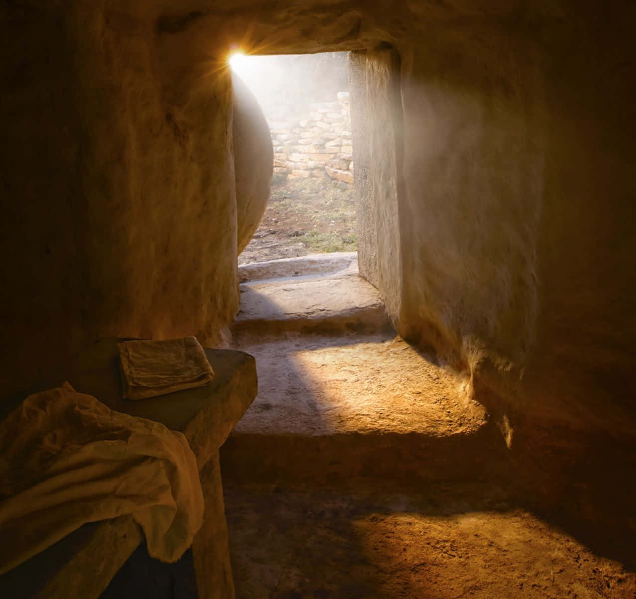 Empty Tomb With Stone Steps Wallpaper