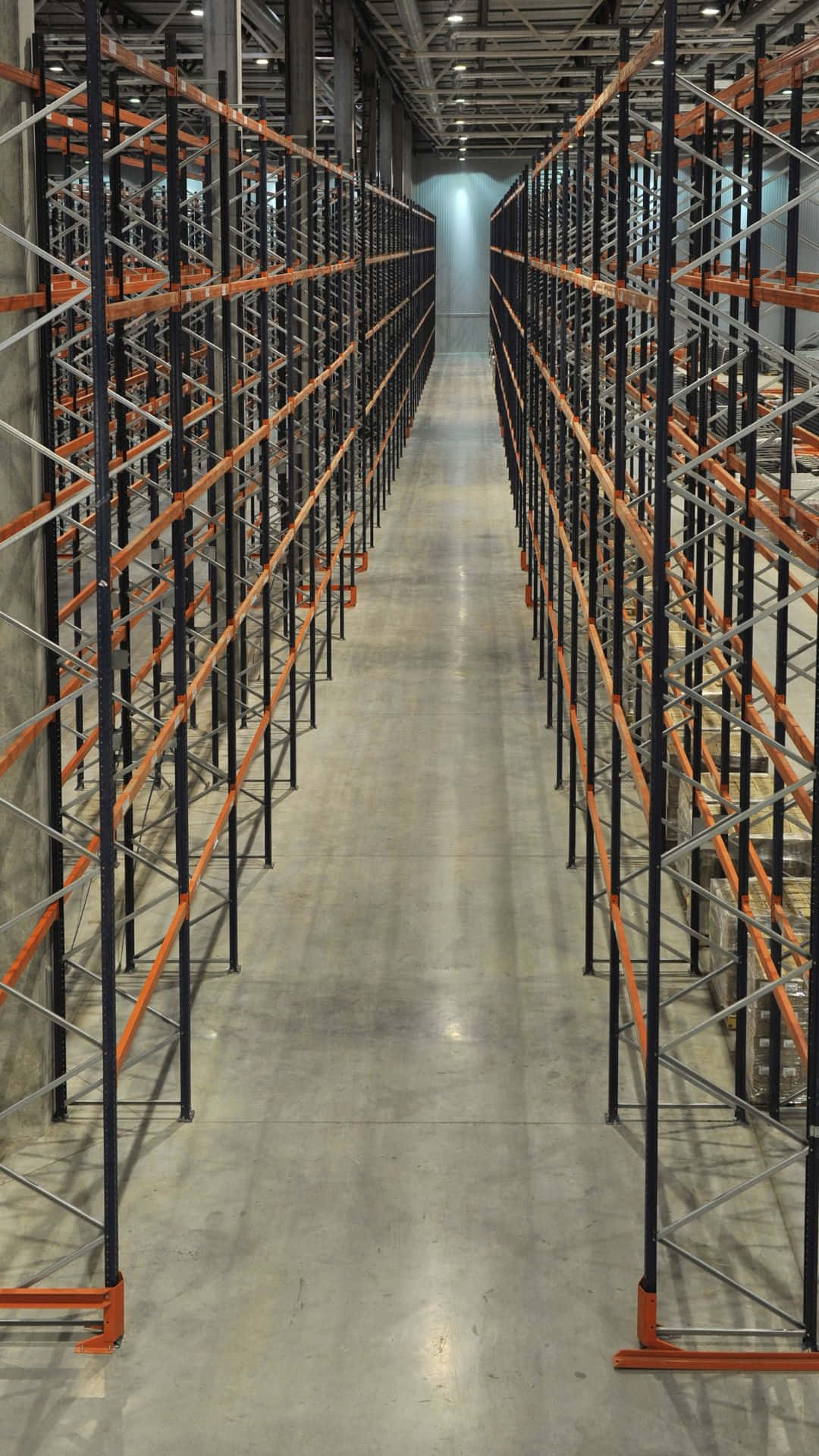 Empty Warehouse Aisles Wallpaper