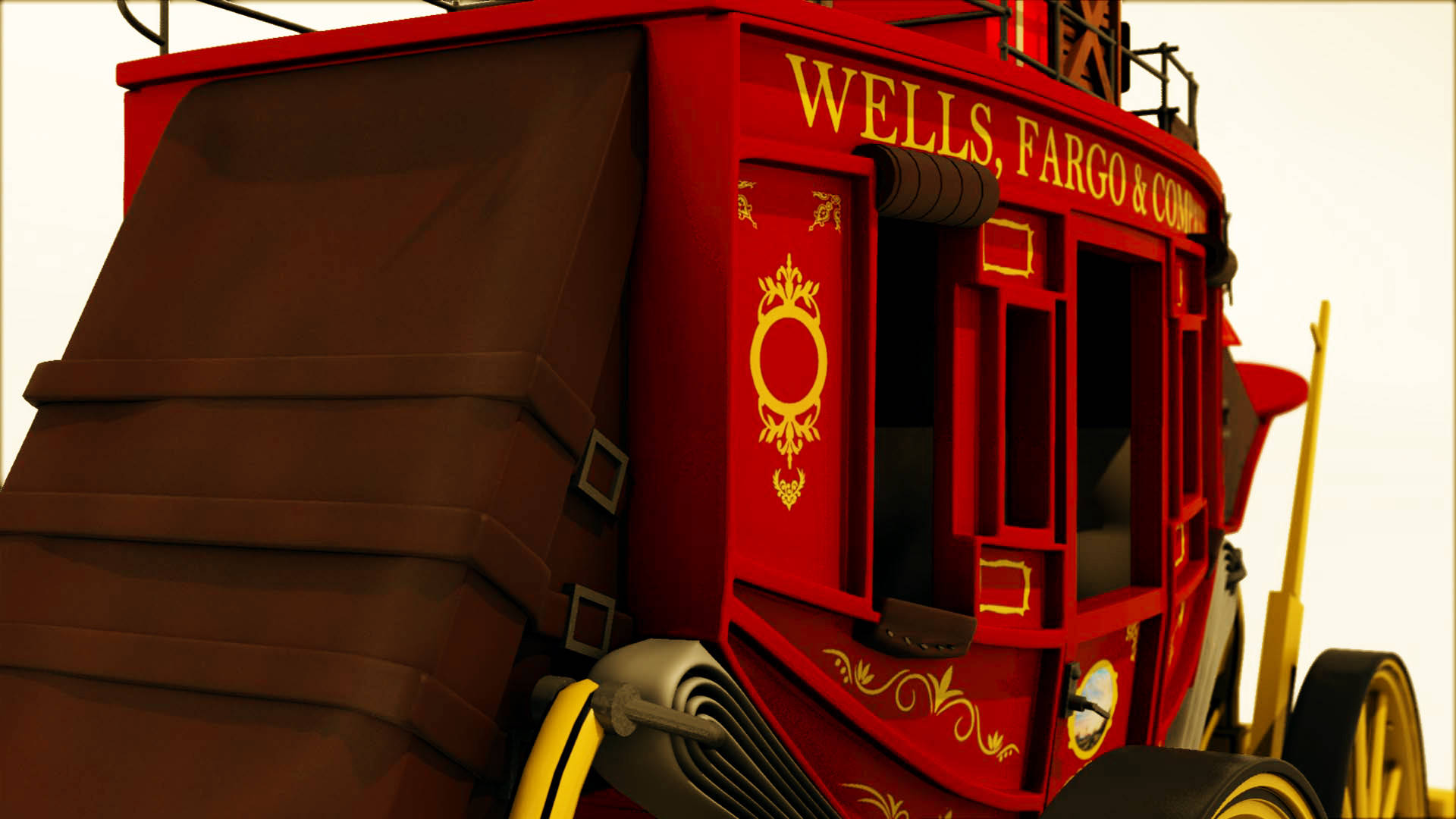 Famosadiligenza Di Wells Fargo In Una Scena Del Selvaggio West Sfondo