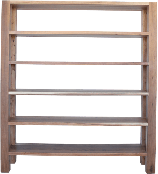 Empty Wooden Bookshelf PNG