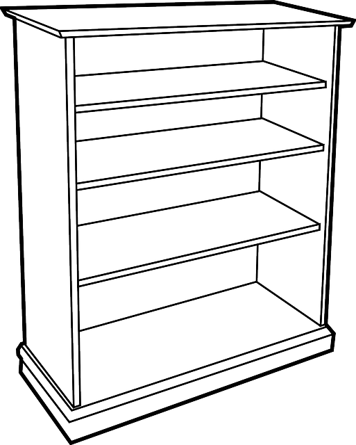 Empty Wooden Bookshelf Sketch PNG