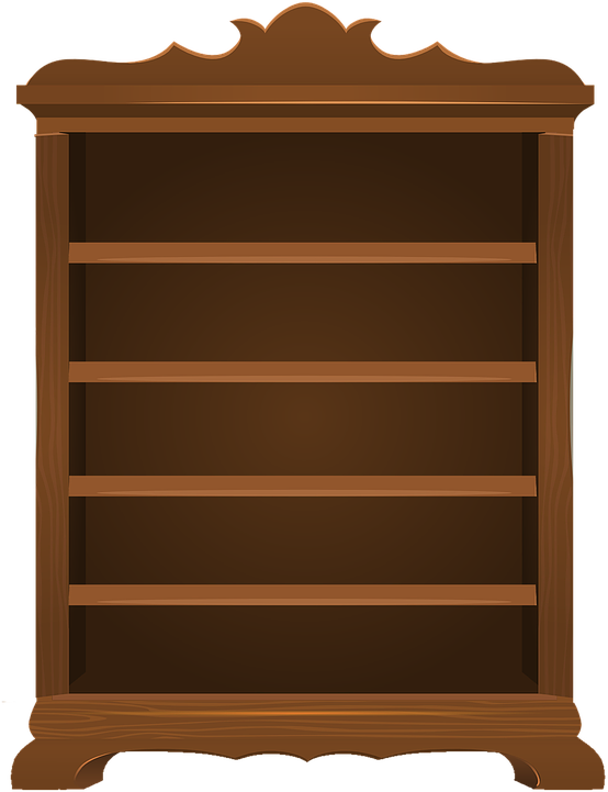 Empty Wooden Bookshelf Vector PNG