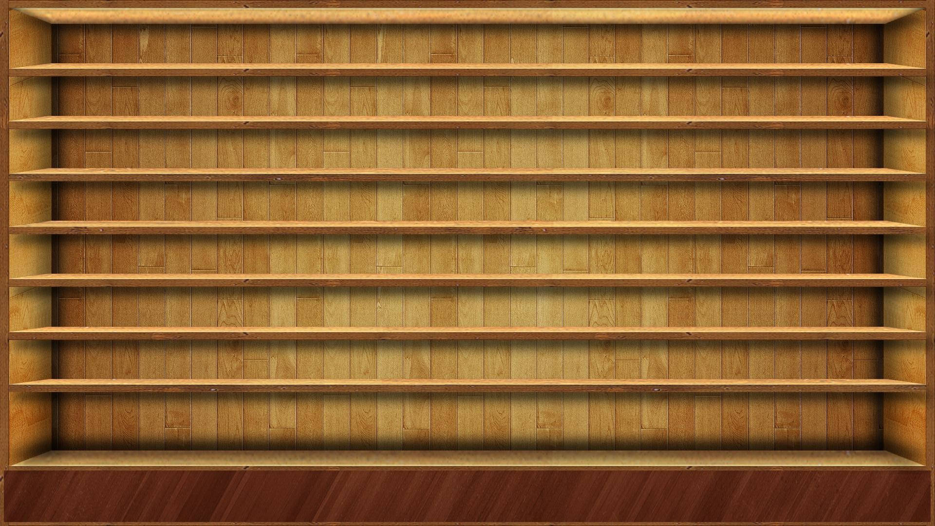 Empty Wooden Shelves Wallpaper