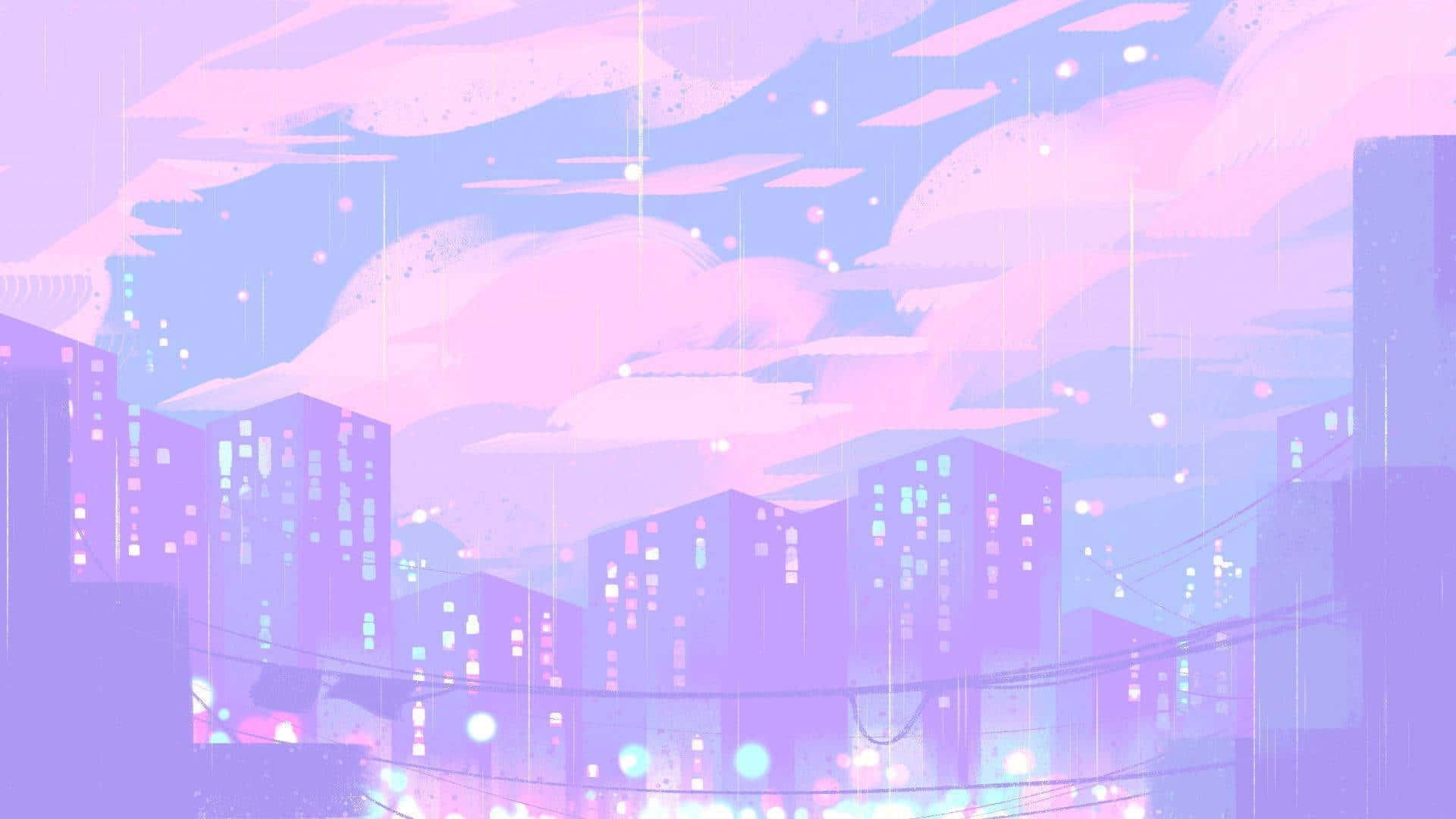 Encantadoraestética De Una Ciudad De Anime En La Noche