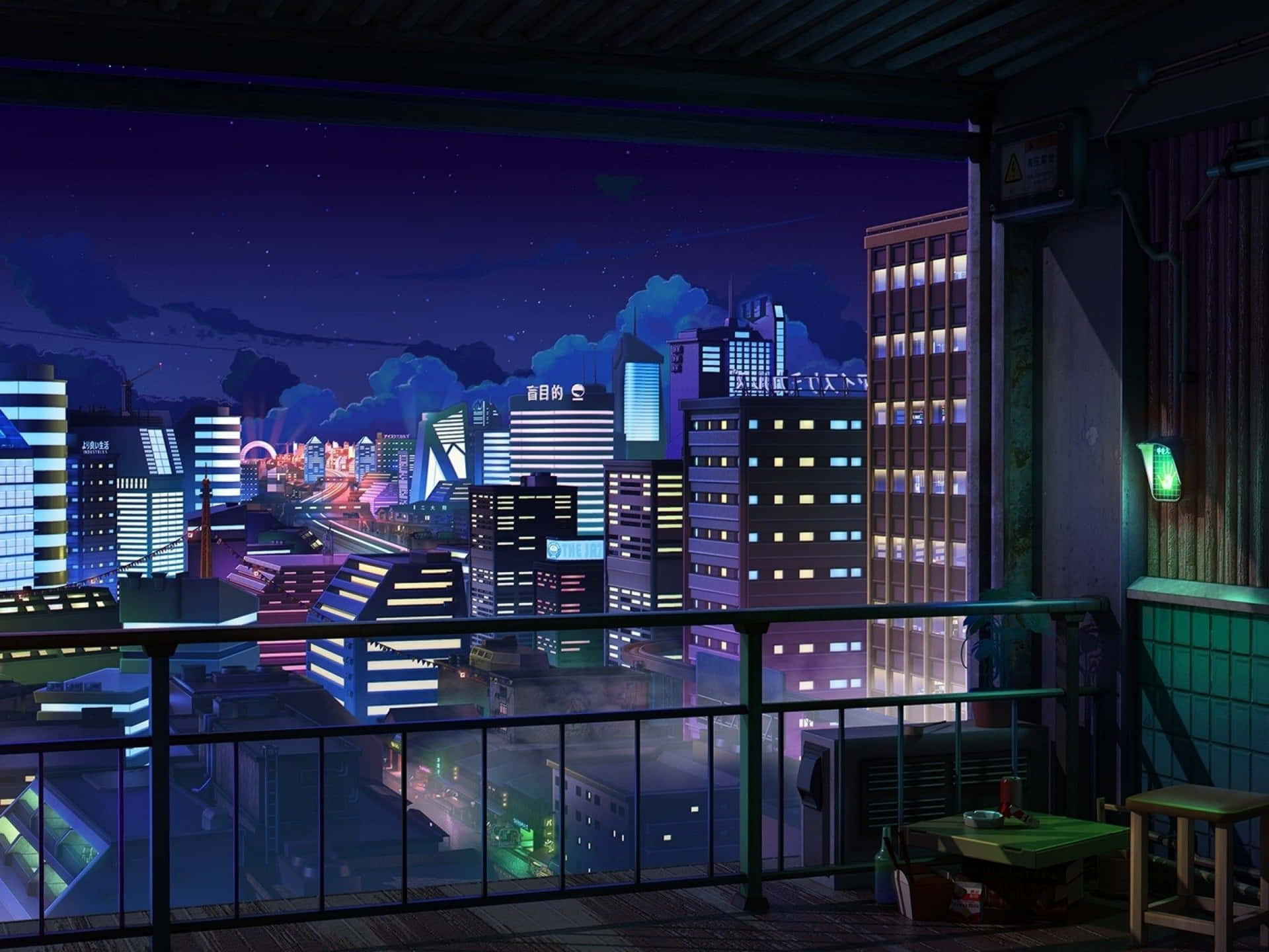 Encantadorpaisaje Urbano De Anime Estético Al Anochecer