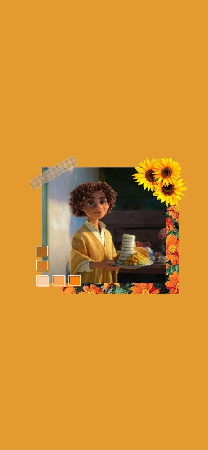 A Girl Is Holding A Cup Of Coffee And Sunflowers Wallpaper