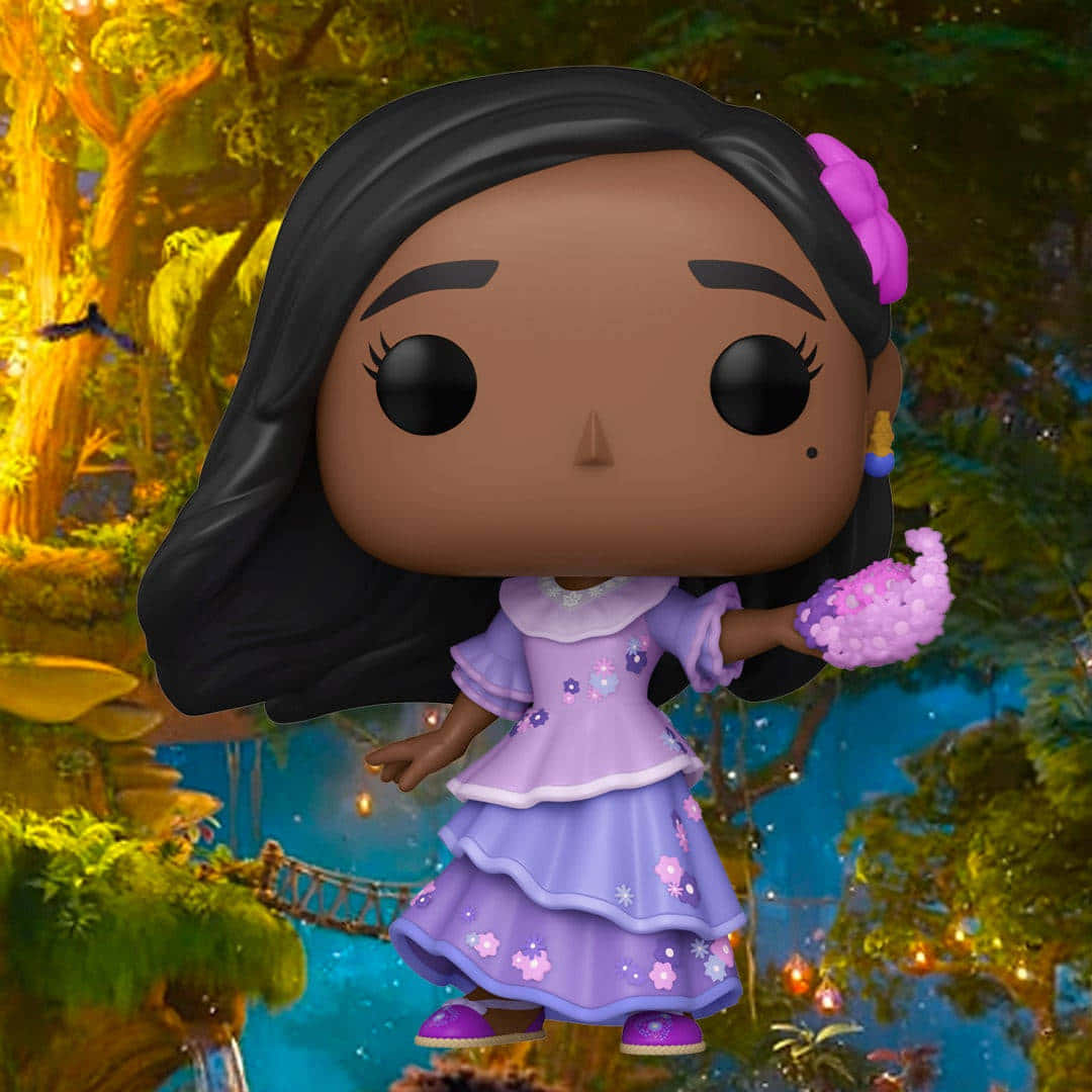 A Pop Vinyl Figure Of A Girl In Purple With A Flower In Her Hair Wallpaper