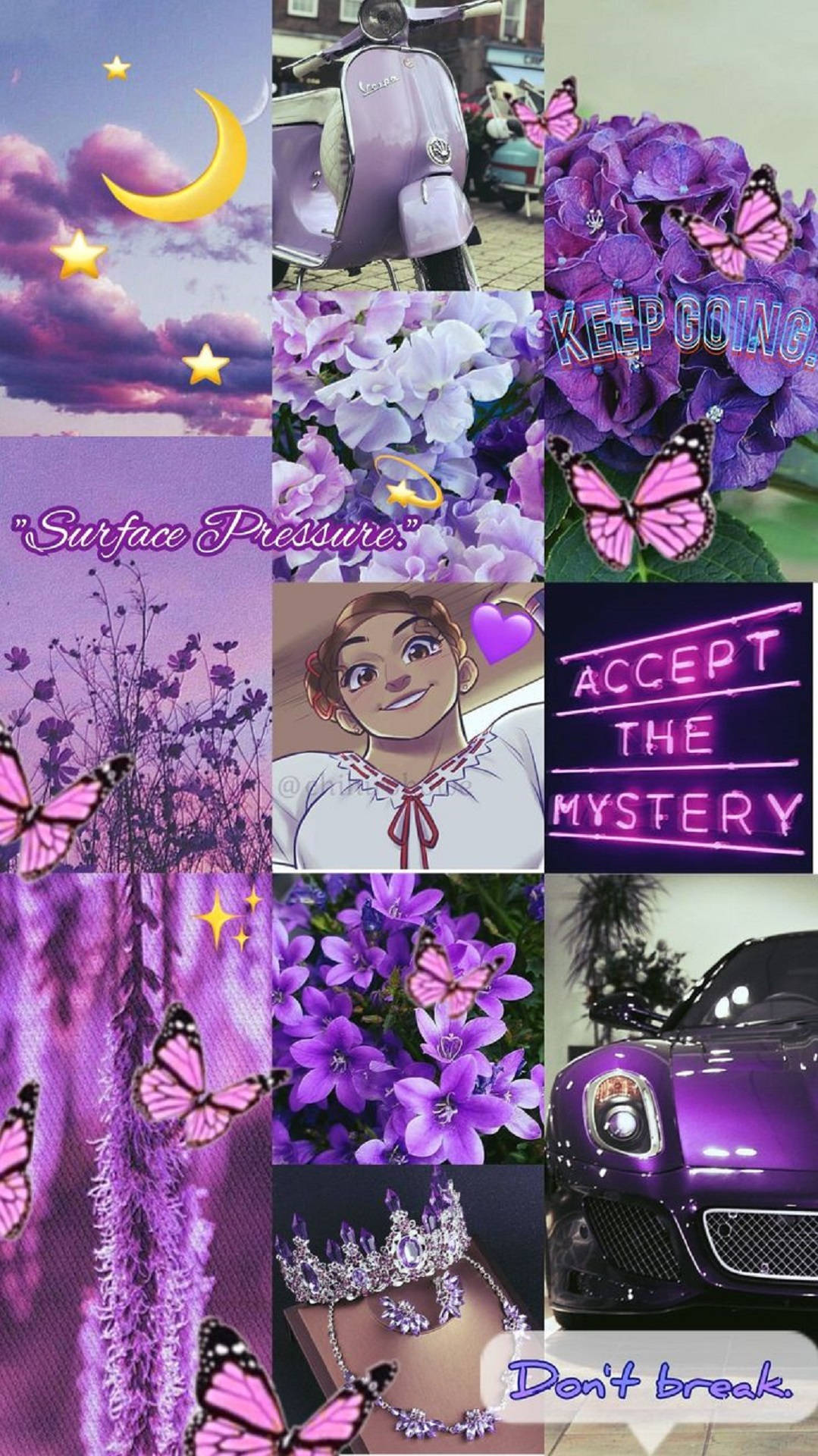 Encanto Luisa Purple Collage Wallpaper