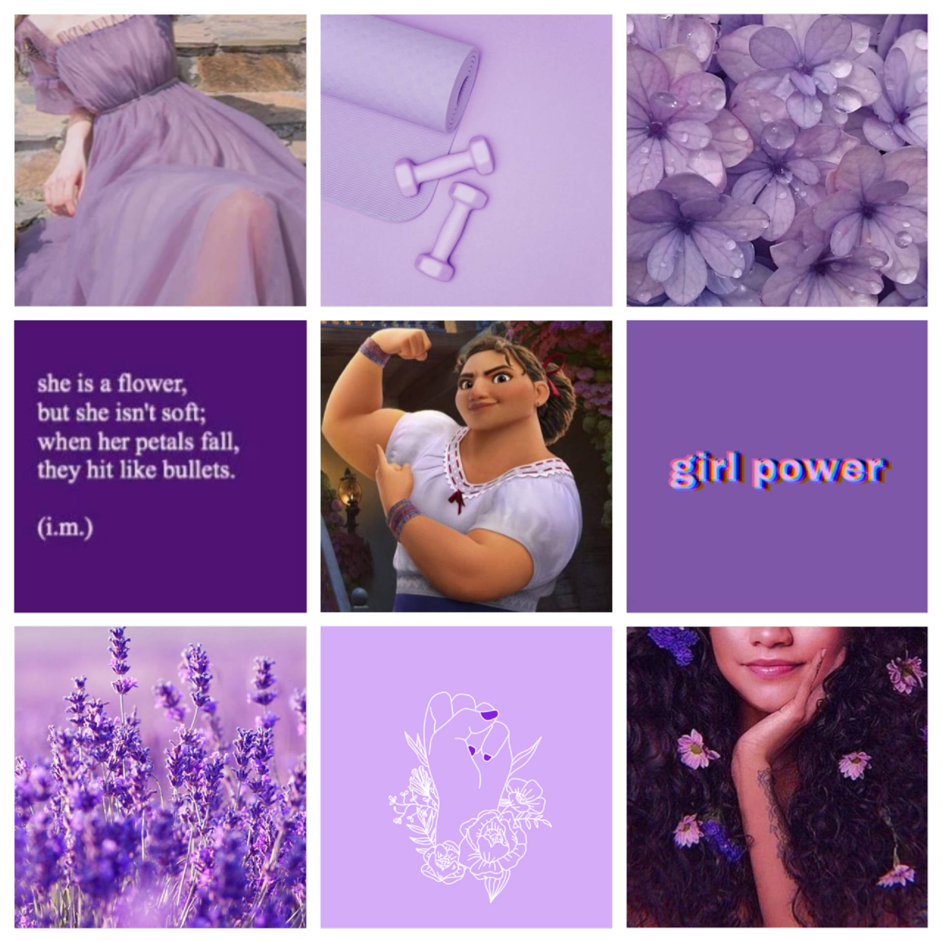 Encantoluisa Collage Floral Púrpura Fondo de pantalla